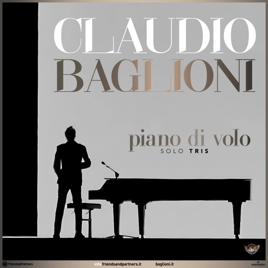 Claudio Baglioni torna nei grandi teatri italiani con “PIANO DI VOLO soloTRIS” e farà tappa a Fermo al Teatro dell’Aquila il 25, 26 e 27 novembre